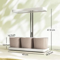 Outsunny Lampade per Pianta da 42 Luci LED con 3 Vasi, Timer e Illuminazione Regolabile, 45x18.8x47.8 cm, Bianco(m-3)