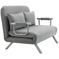 HOMCOM Sofá-cama, sofá de 2 lugares, cama para hóspedes, inclui 2 almofadas, Cinza(m-7)