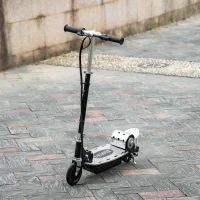 HOMCOM Trottinette Électrique 120 W Pliable pour adolescents 10 Km/h Max. Hauteur Guidon Réglable 2 Roues en PU Coloris Noir et Argent(m-10)