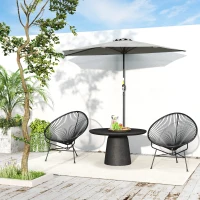 Outsunny Ombrellone da Parete Mezzaluna Salvaspazio con Apertura a Manovella, 2.7x2.4 m, Grigio Chiaro(m-10)