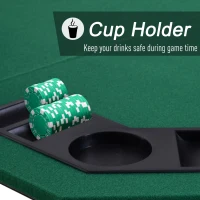HOMCOM 1.2m/48 Inches Foldable Poker Table Top 8 Players Blackjack Tables Chip Trays(m-4)