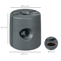 Outsunny Lot de 4 Pieds de tonnelle pop-up remplis d'eau ou de sable pieds de sol pour pavillon en HDPE avec vis de sécurité(m-3)