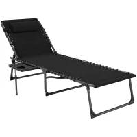 Outsunny Five-Position Reclining Sun Lounger - Black(m-1)