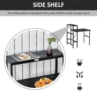 Outsunny 3 Pcs Folding Garden Furniture Set, Foldable Table and 2 Chairs Set w/ Side Shelf, Metal Frame, Indoor Outdoor Patio Balcony(m-5)