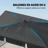 Outsunny Parasol de jardin Parasol droit rectangulaire inclinable alu métal polyester haute densité 2 x 1,3 m gris(m-5)