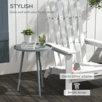 Outsunny Round Garden Coffee Table, Outdoor Side Table with Rounded Steel Edge, Ø40 x 50H cm, Grey(m-4)