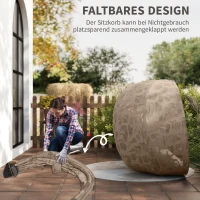 Outsunny Hängesessel, für 2 Personen, klappbarer Sitzkorb, großes Sitzkissen, Sand, 130 x 103 x 172 cm(m-6)
