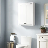 HOMCOM Armário de parede para casa de banho 3 níveis, móvel de arrumação suspenso  2 portas prateleira regulável 61 x 20 x 84 cm branco(m-2)
