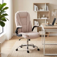 HOMCOM Fauteuil de bureau, chaise bureau ergonomique, hauteur réglable, accoudoirs relevables, 70 x 70 x 114-122 cm, rose(m-9)