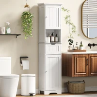 HOMCOM Slim Bathroom Storage Cabinet, with Sensor Lights - White(m-10)