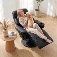 HOMCOM Upholstered Reclining Armchair, Manual Recliner Chair with Footrest and Adjustable Backrest, Black(m-7)