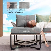 Outsunny Conjunto de Jardín de Ratán Sintético con Sofá de Exterior de 4 Módulos y 1 Mesa de Centro y Cojines Gris(m-5)
