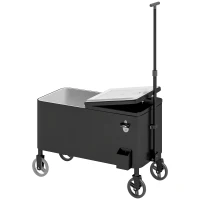 Outsunny 76L Kühlwagen Servierwagen mit Rädern Flaschenöffner Deckel Griffe Fahrbare Kühlbox Schwarz(m-1)
