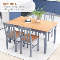 HOMCOM Dining Chairs Set of 4, Kitchen Chair with Slat Back, Pine Wood Structure for Living Room and Dining Room, Grey(m-4)