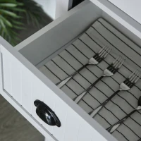 HOMCOM Armário de Cozinha Armário com Múltiplos Compartimentos Prateleiras Ajustáveis 4 Portas Grande Gaveta 76,2x40,2x183 cm Cinza(m-4)