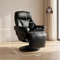 HOMCOM Upholstered Reclining Armchair, Manual Recliner Chair with Footrest and Adjustable Backrest, Black(m-3)