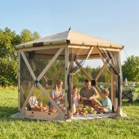 Outsunny 3 m x 2,6 m Sechseck-Pavillon mit 6 Seiten und Tragetasche, wasserdicht, UV-beständig, Partyzelt(m-10)