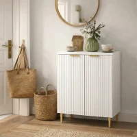 HOMCOM Buffet cuisine meuble de rangement avec 2 portes étagère réglable pieds métalliques surélevés 60 x 40 x 80 cm blanc(m-13)
