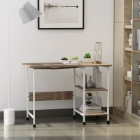 HOMCOM Mesa Dobrável Escrivaninha Mesa Lateral Mesa de Escritório Mesa Móvel para Computador com Rodas MDF 107x55x76 cm Natural(m-2)