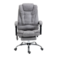 Vinsetto Bürostuhl mit Massagefunktion, Ergonomischer Schreibtischstuhl mit Liege- & Wärmefunktion, Fernbedienung, Grau
