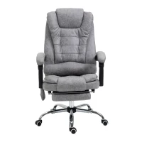 Vinsetto Bürostuhl mit Massagefunktion, Ergonomischer Schreibtischstuhl mit Liege- & Wärmefunktion, Fernbedienung, Grau(m-1)