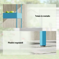 Outsunny Portavasi a 2 Livelli in Metallo a Forma di Casetta con Gancio, 75x35x150 cm, Blu Verde(m-7)