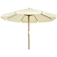 Outsunny Umbrelă de grădină cu acoperiș dublu, din lemn de bambus și poliester, Ø325x250 cm, bej(m-1)