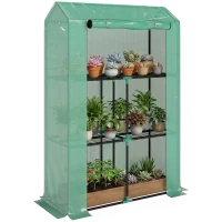 Outsunny Serre de jardin avec étagères 3 niveaux serre d'hivernage bâche renforcée en PE porte enroulable 100 x 40 x 150 cm vert(m-11)