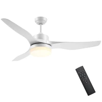 HOMCOM Deckenventilator mit LED-Licht, 2-in-1 Design, mit Timer, Fernbedienung, Deckenlampe mit Ventilator, Weiß(m-12)