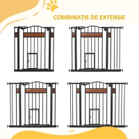 PawHut Poartă pentru câini de talie medie și mică cu închidere automată, 74-105x76,2 cm, negru(m-8)