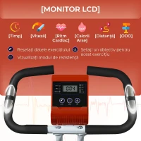 SPORTNOW Bicicletă Fitness Magnetică Pliabilă cu 8 Niveluri de Rezistență, Șa Reglabilă, din Oțel, 97x43x110 cm, Roșu(m-4)