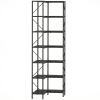 HOMCOM Bibliothèque d'angle à 7 niveaux industriel avec étagères de rangement, 60 x 60 x 198 cm, noir