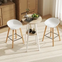 HOMCOM Tavolo Alto Rotondo con Mensola, Tavolo Moderno per Cucina o Sala da Pranzo, per 2 Persone, Naturale e Bianco(m-7)