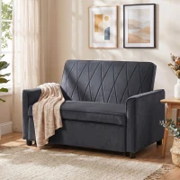 HOMCOM 2 Seater Sofa Bed, 3-in-1 Convertible Pull Out Sleeper Sofa with Click-Clack Adjustable Backrest, Dark Grey(m-14)