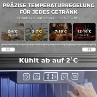 HOMCOM 50 L Getränkekühlschrank, Kühler für 48 Dosen mit Doppelglas-Tür, verstellbar Regal, LED-Beleuchtung Schwarz(m-5)