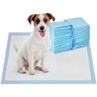 PawHut Set 100 Covorașe Igienice pentru Câini cu 6 Straturi din Material Netesut, Hârtie și PE, 45x60 cm, Albastru și Alb(m-11)