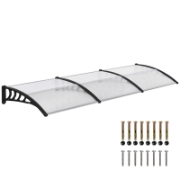 Outsunny Front Door Canopy, Outdoor Awning, 303 x 96cm Rain Shelter for Window, Porch and Front/Back Door, Clear