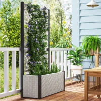Outsunny Garden Planter Box with Trellis, Liner for Climbing Plants, Vegetables, Flowers, 90 x 35 x 148 cm, Mixed-grey(m-10)
