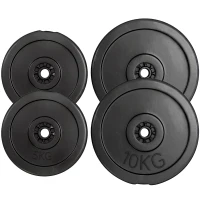 HOMCOM Set de Discuri de Greutăți pentru Antrenament, 5 kg și 10 kg, Negru(m-12)