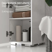 kleankin Coloană de baie din MDF cu raft deschis, sertar și dulap închis, 37x32,5x170 cm, alb(m-9)