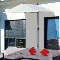 Outsunny Sonnenschirm Halbrund 1,9 x 2 m Doppelsonnenschirm mit Handkurbel Ständer Cremeweiß(m-2)