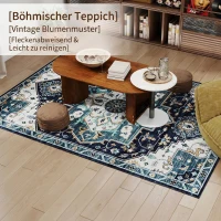 HOMCOM Covor Boho Antiderapant și Lavabil, Scurt, pentru Living și Cameră, 230x160 cm, Multicolor(m-9)