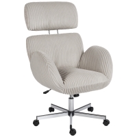 HOMCOM Chaise bureau ergonomique en velours, fauteuil de bureau avec dossier haut, appui-tête réglable et accoudoirs, gris
