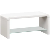 HOMCOM Curved Two-Tier Coffee Table - High Gloss White(m-1)