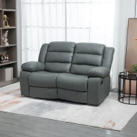 HOMCOM Relax-Sofa für 2 Personen, verstellbare Fußstützen und 135° Neigungswinkel, 168 cm x 98 cm x 102 cm, Grau(m-10)