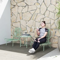 Outsunny Bistro-Set 3-teilig aus Polyrattan Wetterfest Gartenmöbel Set mit Bistrotisch Muschelförmige Gartenstühlen Grün(m-10)
