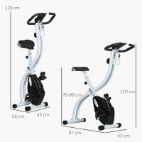 SPORTNOW Bicicletă Magnetică Pliabilă cu 8 Niveluri de Rezistență și Șa Reglabilă, din Oțel, 97x43x110 cm, Negru(m-3)