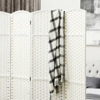HOMCOM 8-teiliger Raumtrenner, Faltbarer Sichtschutz, Sichtschutzwand für Wohnzimmer, Schlafzimmer, Homeoffice, Weiß(m-7)