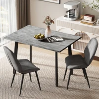 HOMCOM Dining Set, Kitchen Table with 2 Velvet Upholstered Chairs, Dark Grey(m-10)
