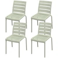 Outsunny Lot de 4 chaises de jardin chaises de bistro empilables avec assise et dossier à lattes dim. 42L x 54l x 78H cm vert(m-12)